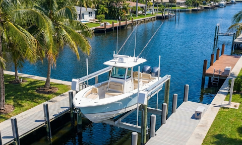 A boat lift installed in Broward County